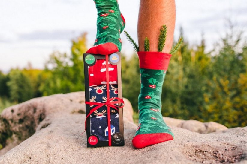 Barevné společenské ponožky Lonka Debox Christmas MIX (3 páry v balení) velikost 43-46
