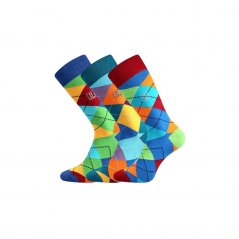 Barevné společenské ponožky Lonka Dikarus káro (3 páry v balení) velikost 43-46