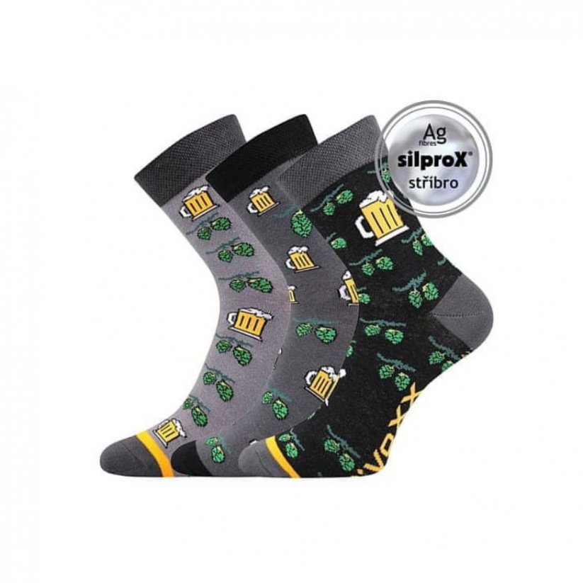 Barevné společenské ponožky Voxx Pivoxx MIX III (3 páry v balení) velikost 43-46