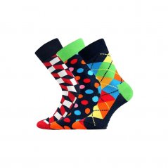 Barevné společenské ponožky Lonka Woodoo MIX A (3 páry v balení) velikost 43-46